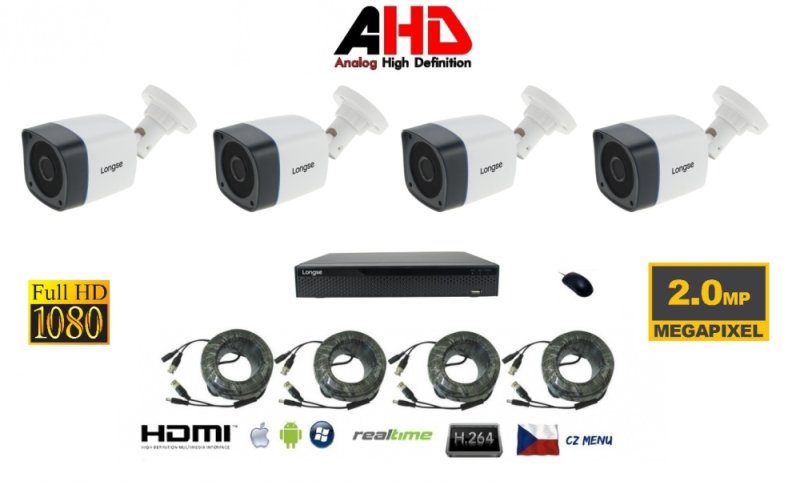 4 kanálový kamerový set 2Mpx 4AHD8