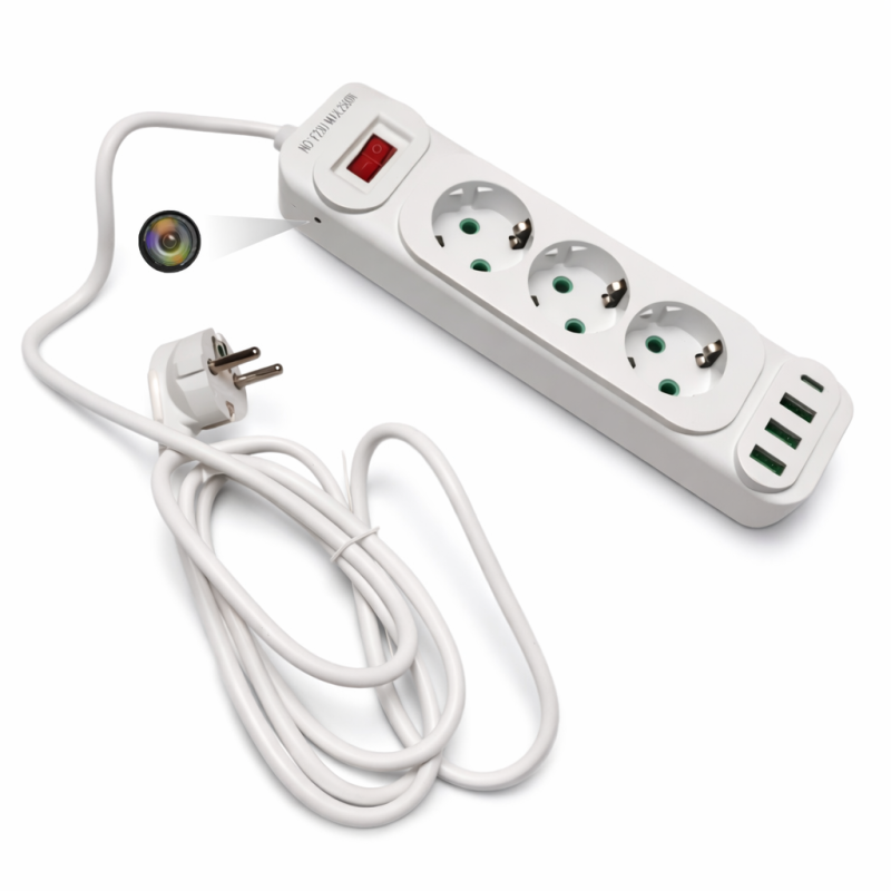 Mini WiFi kamera zabudovaná v prodlužovacím kabelu