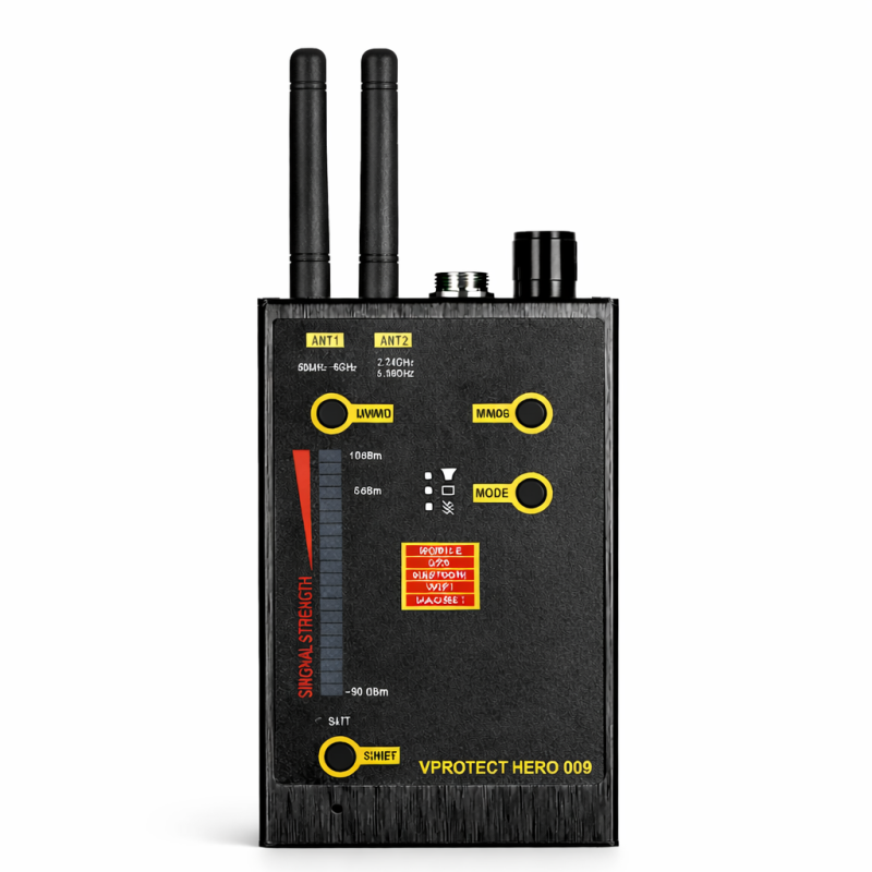 Multifunkční RF detektor skrytých kamer a GSM odposlechů VPro Hero 009