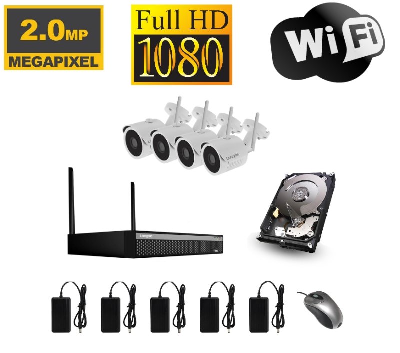 WiFi kamerový set se 4 WiFi IP Full HD kamerami