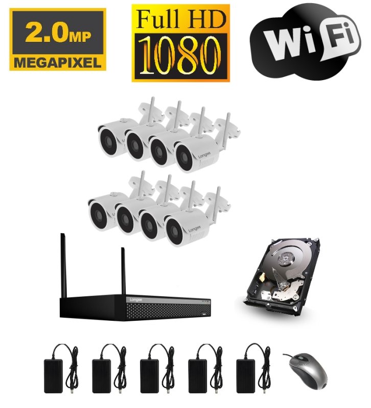 WiFi kamerový set se 8 WiFi IP Full HD kamerami