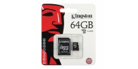 64 GB paměťová Micro SD karta Kingston + SD Adaptér, CLASS 10