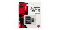 16 GB paměťová Micro SD karta Kingston + SD Adaptér, CLASS 4
