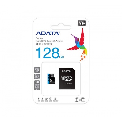 128 GB paměťová Micro SD karta + SD Adaptér, CLASS 10